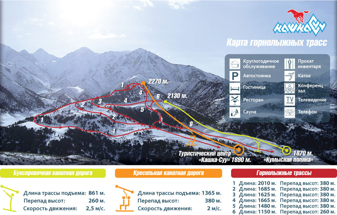 Trail Map Kashka Suu Mountain Ski Base
