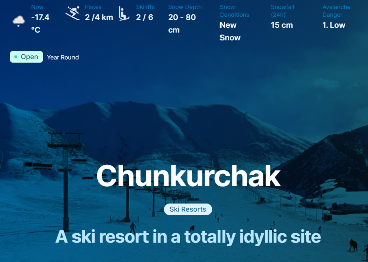 Screenshot of snowreport.kg Chunkurchak ski base