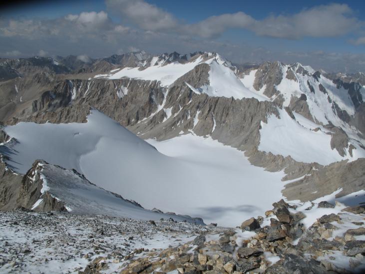 ascencion of peak skobelev, a five thousand meters high in the region of Chong Alay.
