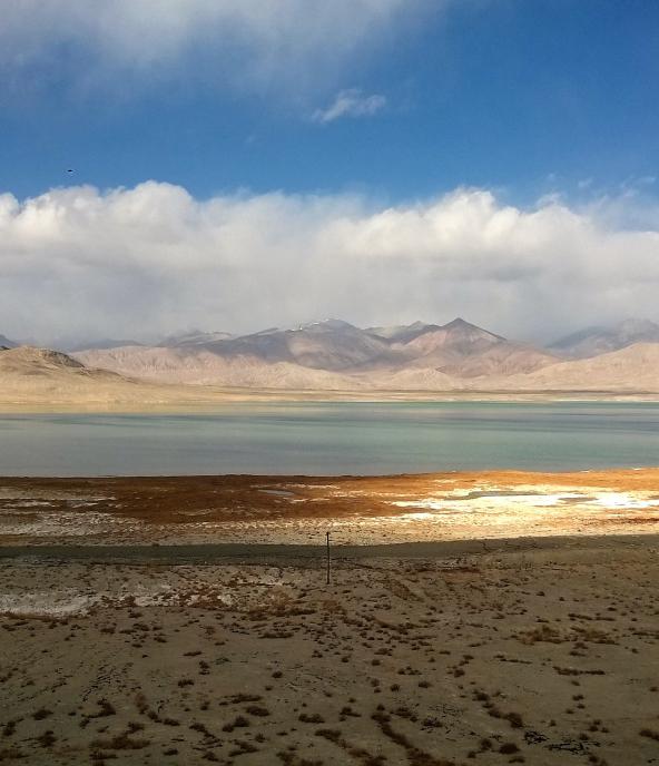 Sasyk Kel lake on Alichur plateau in Pamir range