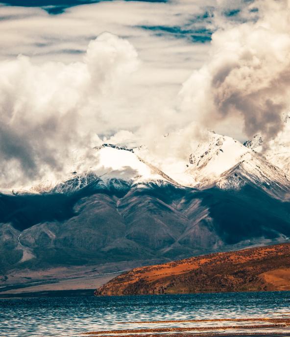 Mountain sacred Lake Manasarovar Himalayas range Tibet