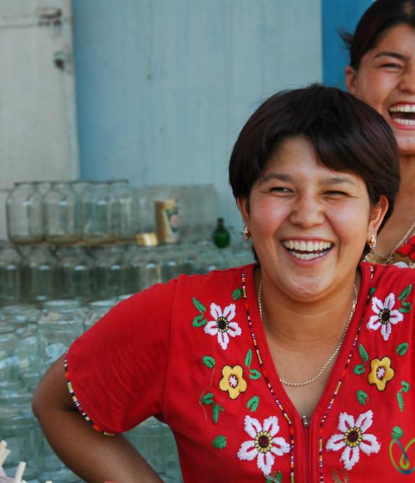 Laughing Women at Market - Nukus, Uzbekistan